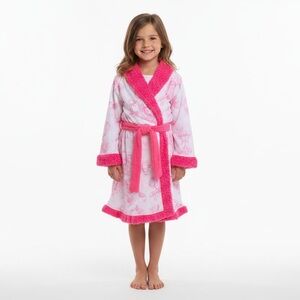 Katie Kime Wicked Women's Pink White Fleece Robe M(8) 100% Polyester Flame Resi…